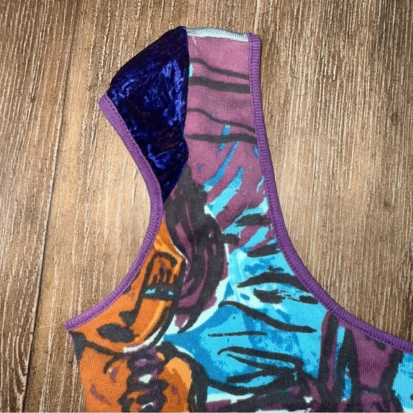 Custo Barcelona Y2K 90s Purple Fitted Graphic Tee S/M Velvet short sleeve RARE - Picture 6 of 10